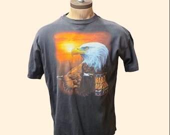 1990s Harley Davidson No Fear Eagle T Shirt ~ XXL ~ Extra Large Lilly Abingdon VA