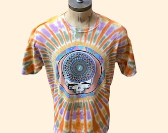 1990s Grateful Dead Tour Tie Dye T Shirt ~ Extra Large ~ 1995 Vegas Seattle Portland Shoreline Gildan Honduras