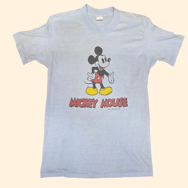 1970s Mickey Mouse T Shirt ~ Small Medium ~ Double Sided Single Stitch Disney image 3