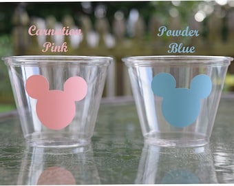 20+ Mickey Cups or Decals, 9 & 12 oz, Mickey Baby Shower Cups, Mickey Stickers, Plastic Mickey Cups, Gender Reveal Cups, Birthday, Decals