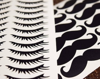Staches or Lashes Decals, Staches or Lashes Gender Reveal Cup Decals, Vinyl Mustache or Eyelashes Stickers, Staches and Lashes Cup Stickers