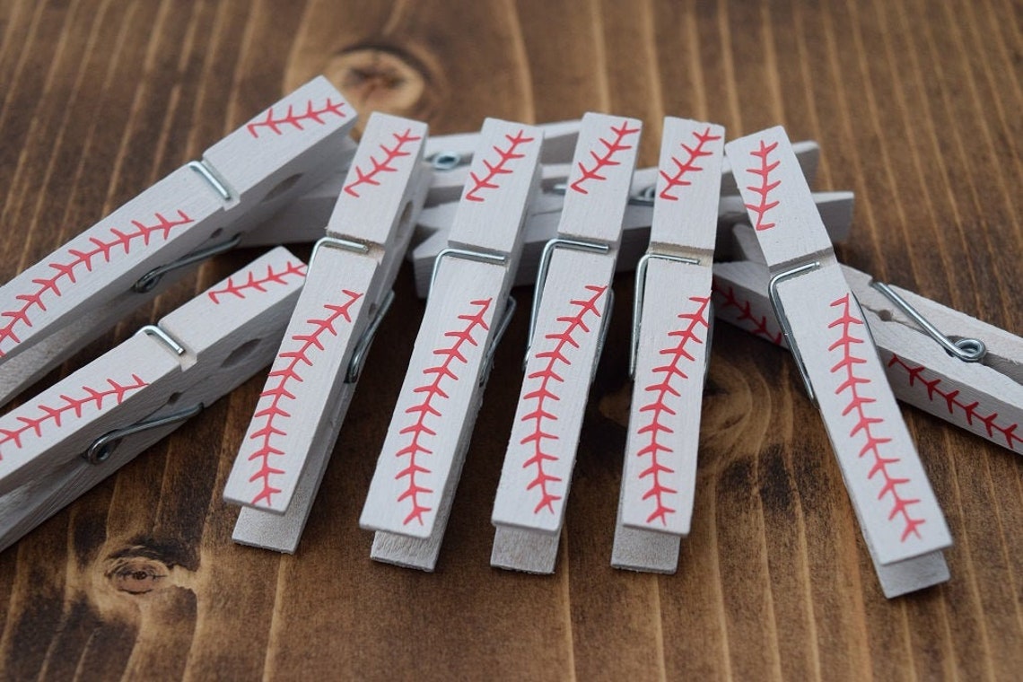 Baseball Clothespins Baseball Clothes Pins Baseball Baby Etsy