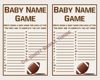 Football Baby Name Game, Baby Name Race Game Printable, Printable Football Baby Shower Games, Instant Download, Baby Alphabet Name Game