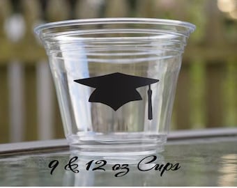 20+ Graduation Cups, Graduation Party Cups, Choose Color, Plastic Graduation Cups, Graduation Cap Stickers, Graduation Decals, Class of 2024