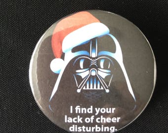 Christmas meme badge, pin, button, santa gift, stocking filler, naughty, nice, Star Wars, batman, grinch