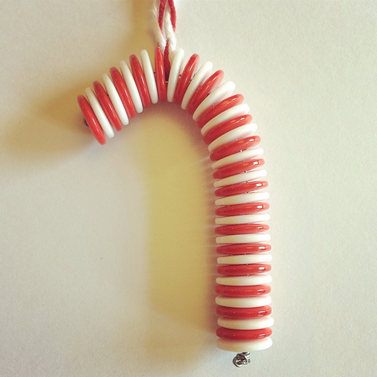 Candy Cane Button Christmas Decoration Etsy