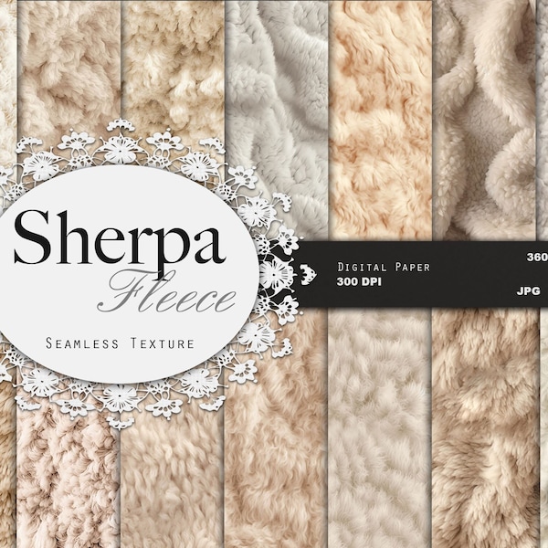 Sherpa Fleece Seamless Texture, Digital Paper, Fur Texture, Scrapbook Paper, Background, Seamless Pattern, Neutral Colors, Collage Supplies