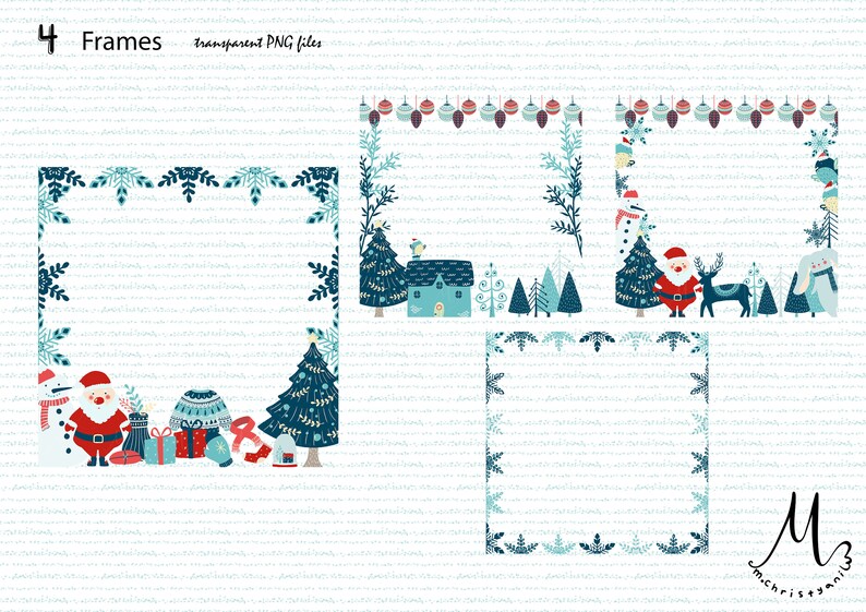 Christmas Elements Clip Art-Holiday Clipart-Clipart-Planner Stickers-Hand Drawn Graphics-Hand Drawn Clip Art-Winter Clipart-Santa-Snowman image 4