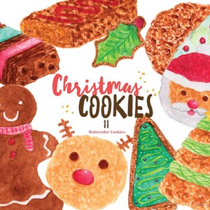 Christmas Cupcakes 7 Elements Clip Art PNG for Invitation Blog New Year,Watercolor Graphics,Scrapbook Watercolor Cake DIY Greeting Card