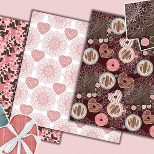 Valentinstag nahtlose Muster Digitalpapier, Scrapbook Papier, Stoff-Design, Geschenk-Wrap-Muster, von Hand gezeichnet Design, persönliche und kommerzielle Nutzung Bild 3