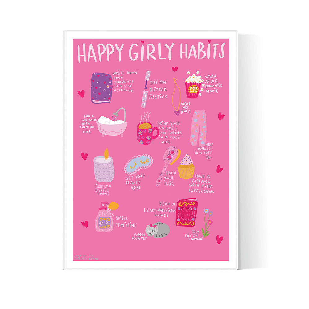 Girly Girl Pink Cute Poster Art Printable Beauty | Etsy