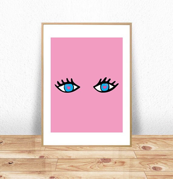 Eyes Pink Blue Love Beauty Make Up Mascara Girly Girl Etsy