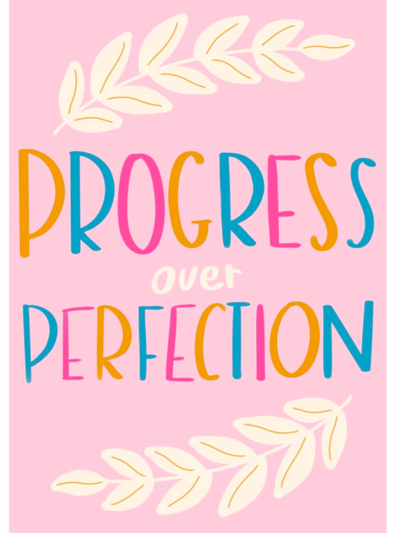 Progress Over Perfection Quote Wall Art Motivational Etsy
