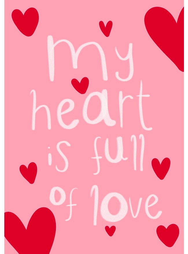 My Heart Is Full Of Love Quote Wall Art Motivational Warm Etsy