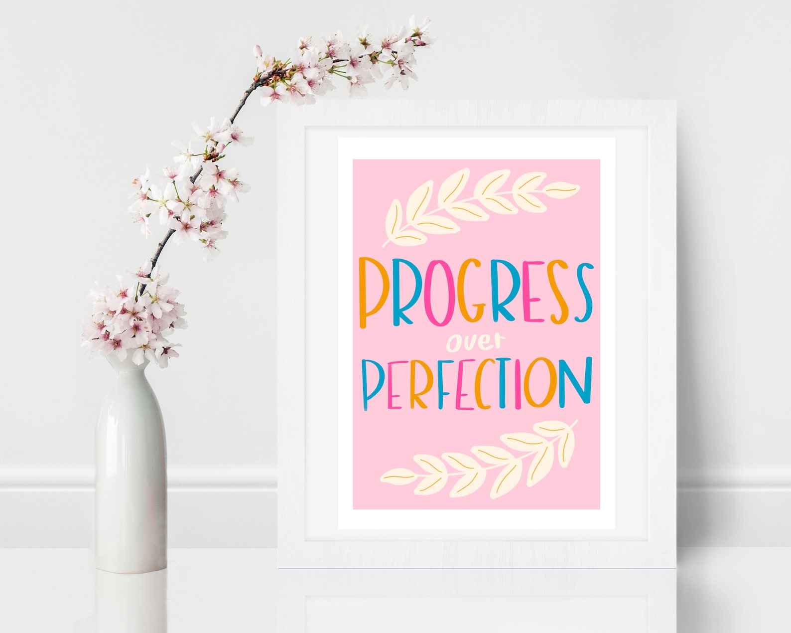 Progress Over Perfection Quote Wall Art Motivational Etsy