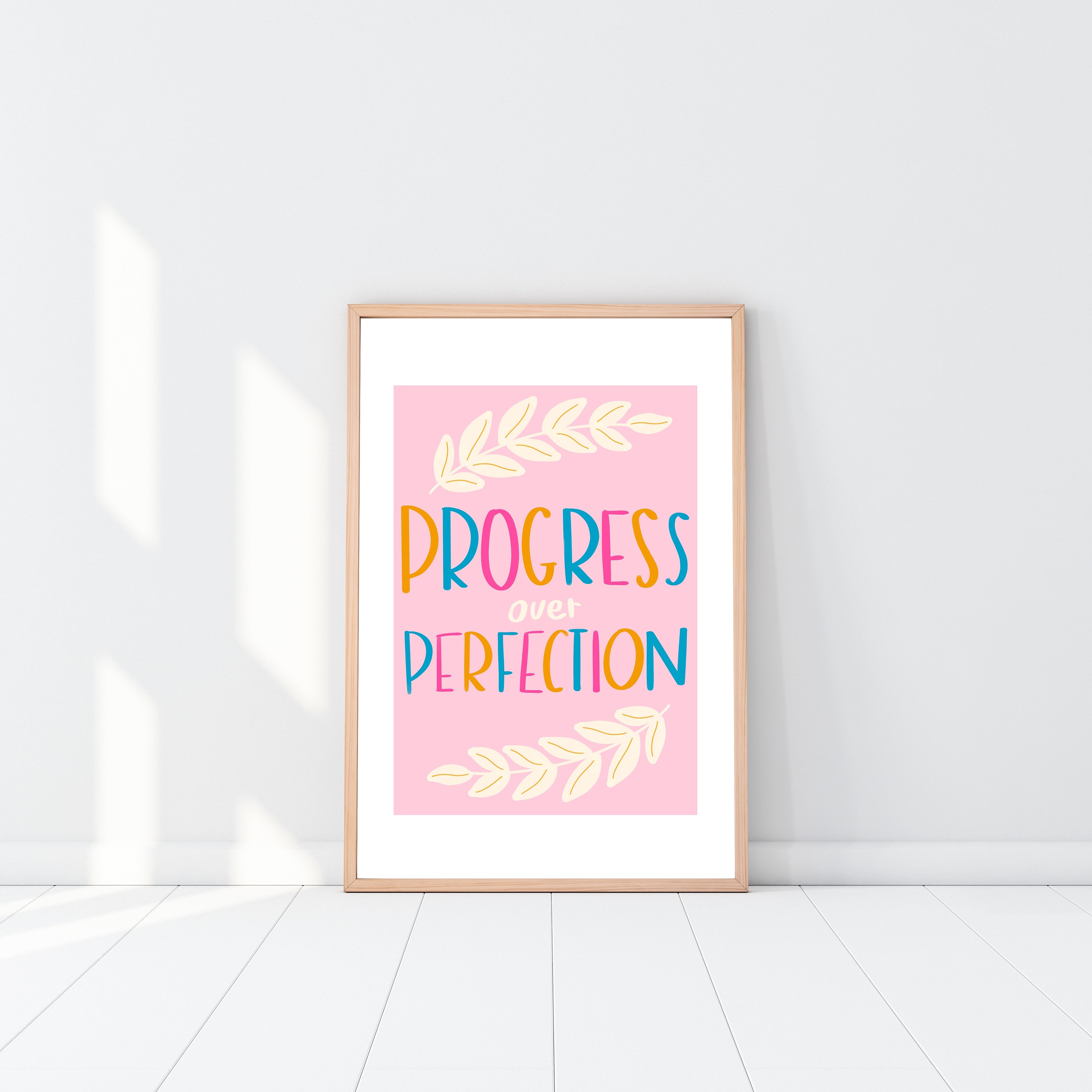 Progress Over Perfection Quote Wall Art Motivational Etsy