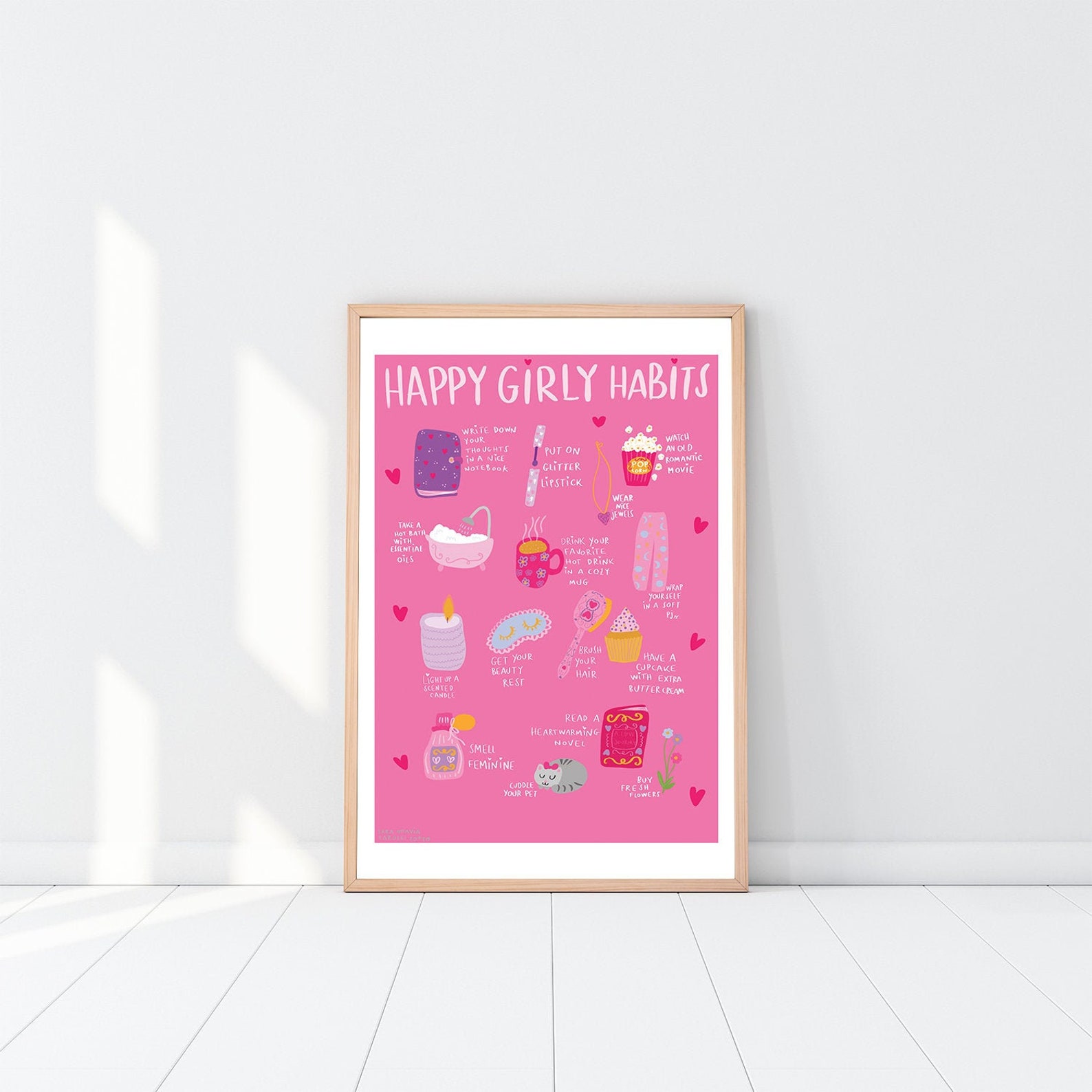 Girly Girl Pink Cute Poster Art Printable Beauty Etsy