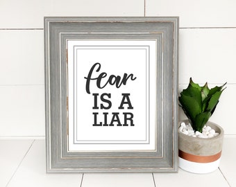 Fear is a Liar | Worship Song | Hymn | Mom Boss | DIY Office | Modern Farmhouse | Typographic Printable | Digital Download