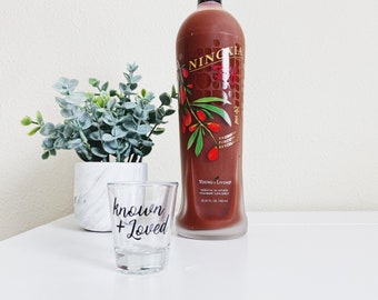 BOGO - Set of 2 - Known & Loved NingXia Red Shot Glasses - Buy One / Give One || 1.75 oz Clear Shot Glasses || Young Living Team Gift