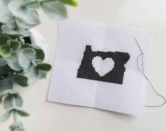 Oregon State Silhouette Cross Stitch Pattern - Beginner Easy (Digital Download)