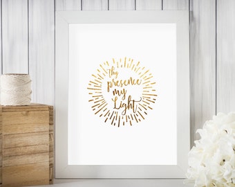 Thy Presence My Light GOLD Hymn Printable Art - Be Thou My Vision Hymn Home Decor Digital Download