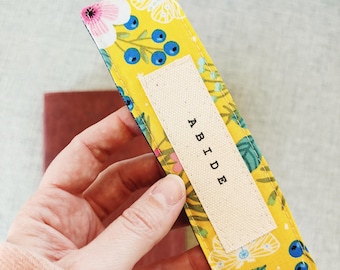 Fabric Bookmark | Christian Homeschool Mom  Woman | ABIDE | Bible Verse Bookmark