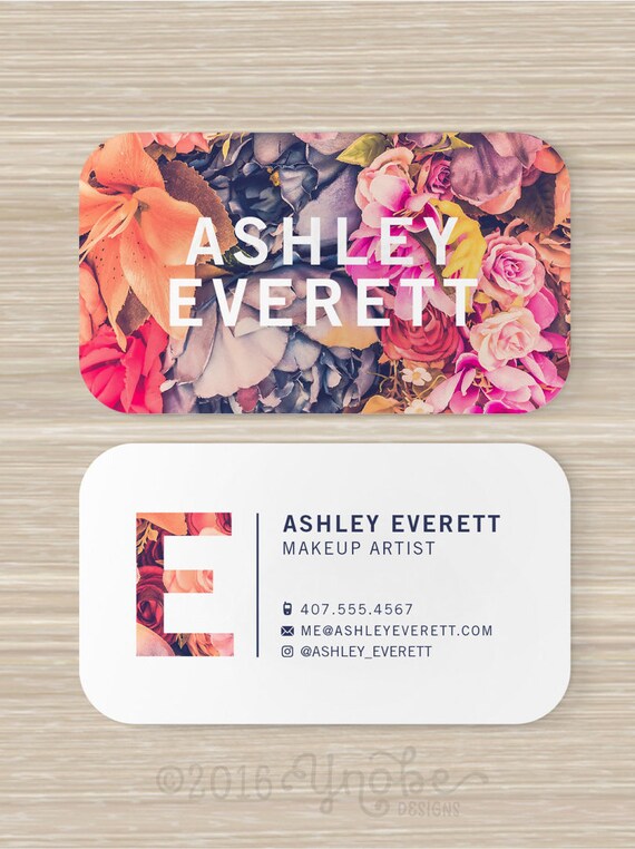 floral business card flowers makeup artist vistaprint 3 5 etsy