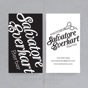 Barber Hair Stylist Business Card Black White 3 5 X 2 Etsy