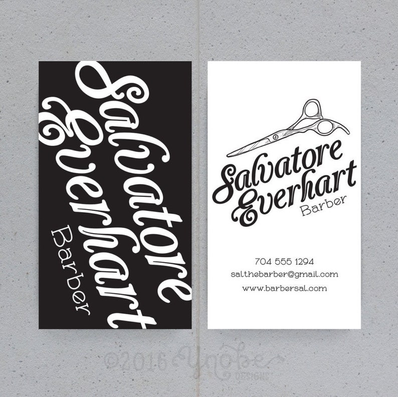 Barber Hair Stylist Business Card Black White 3 5 X 2 Etsy