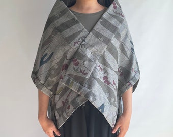Triangle HAORI, original KIMONO jacket, KIMONO fabric, Vintage fabric, hand-sewn