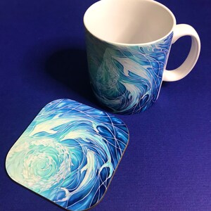 Extra Large Dolphins Mug. Blue Aqua mugs in BIG & standard sizes.  mug & coaster box set. nature lovers gift set. Sealife lovers gift. dolphin lovers gift. gift for him. gift for teacher. gift for her. tea coffee lovers gift.