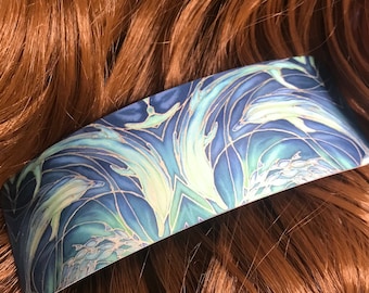 Teal Petrol Blue Four Jumping Dolphins Hair Slide - Large Hair Clip Gift for Her Pretty Hair Barrette Jewelry Accessory