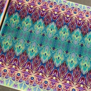 Persian Style Wall Tile - Turquoise Blue Purple Bathroom Tiles - Home Decor - Kitchen Tile - Bohemian Tile
