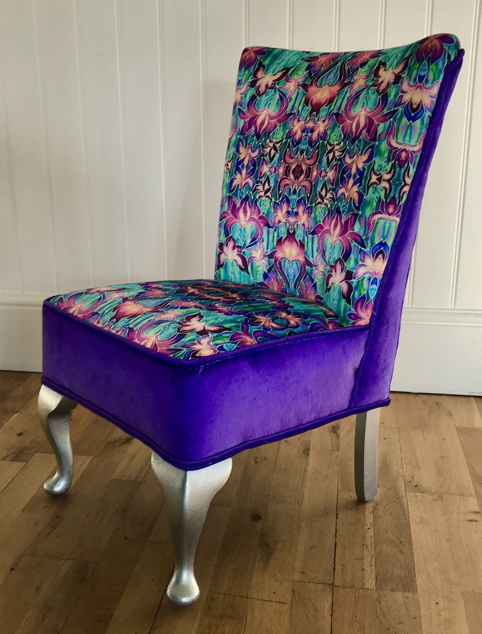 Purple upholstered dining chairs deals