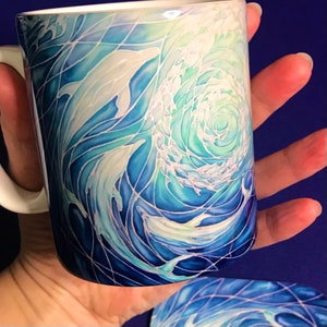Extra Large Dolphins Mug. Blue Aqua mugs in BIG & standard sizes.  mug & coaster box set. nature lovers gift set. Sealife lovers gift. dolphin lovers gift. gift for him. gift for teacher. gift for her. tea coffee lovers gift.