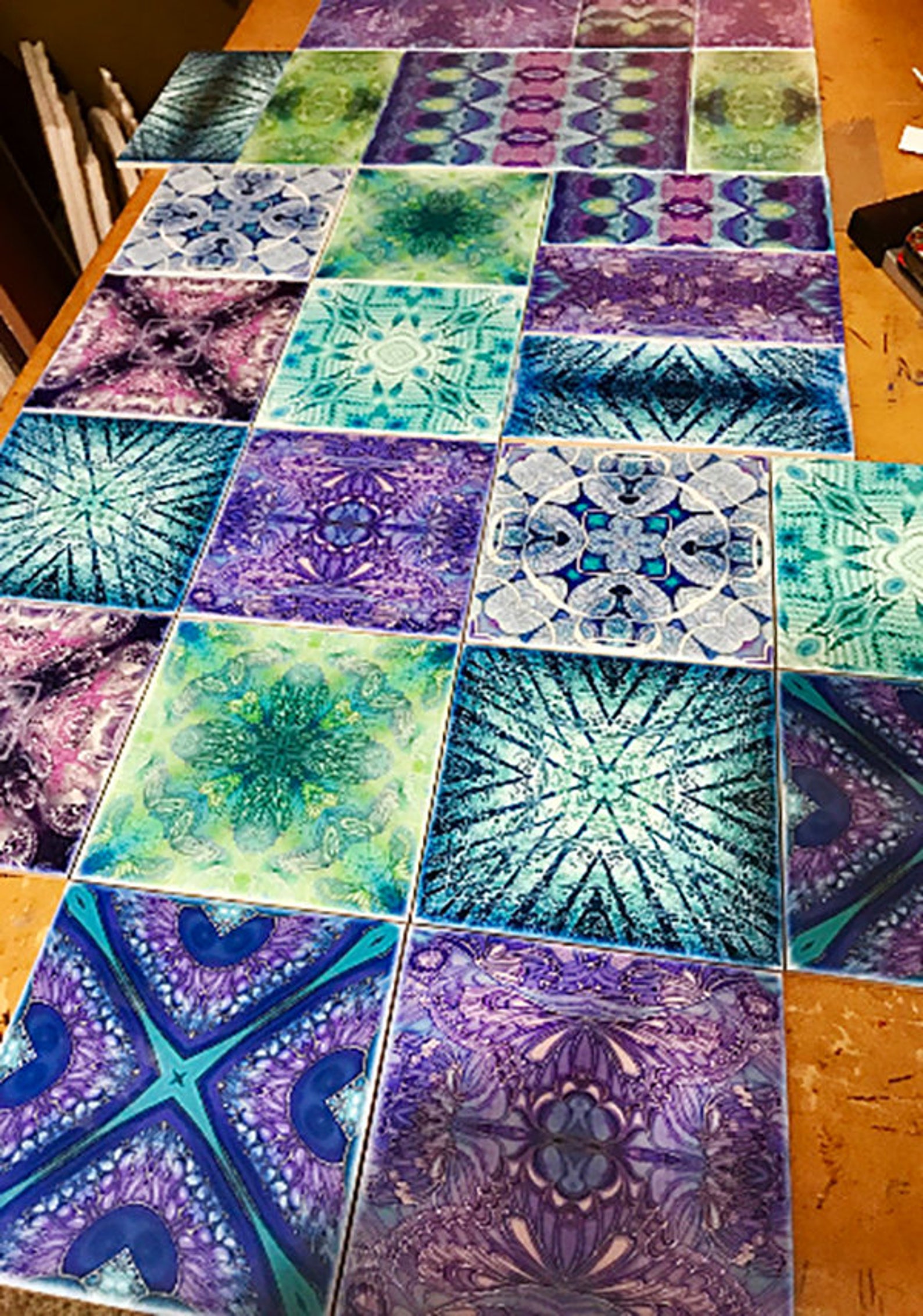 Kitchen Tile Art Bathroom Wall Tile Woodland Trees Hand Etsy