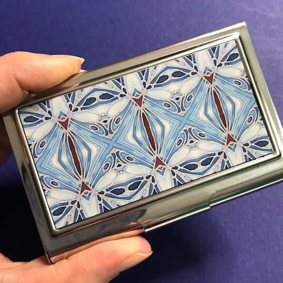 LEATHER CARD HOLDER COOL BLUE LEATHER CARD HOLDER COOL BLUE