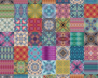 The Making House Mix of Set of 50 Tiles - Green Blue Gold Burgundy Red Pink colours - Bathroom or Kitchen Wall Tile