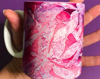 Pink Dragonfly Coffee Mug OR Plum Dragonflies Mug & Coaster Box Set - Beautiful Gift for Mum - Mug for Her - Coffee Lover Gift - Office Mug