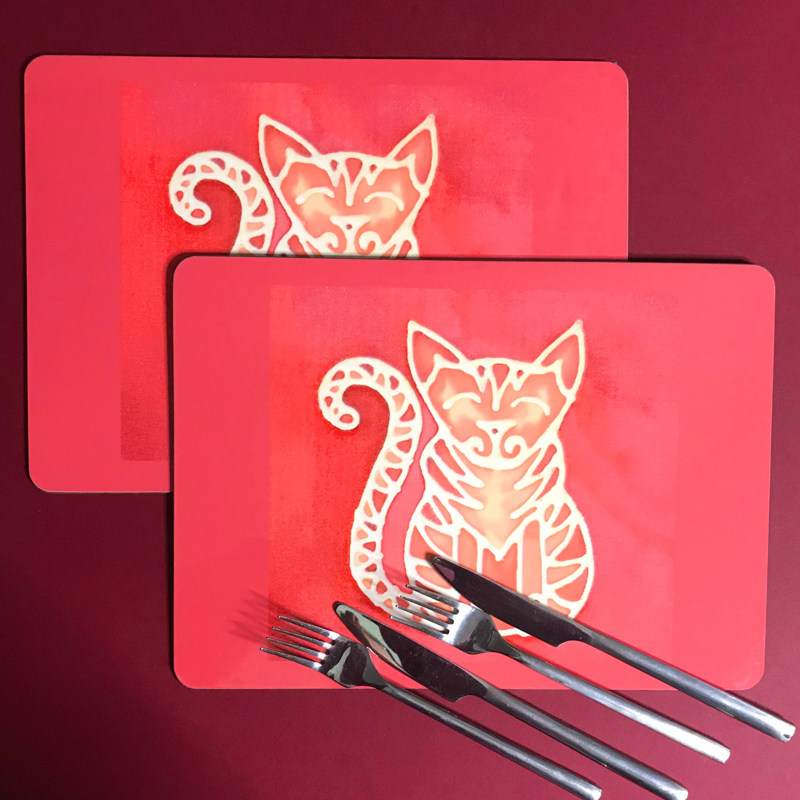 Pair of Ginger Tabby Cat Table Mats Now less than HALF Etsy