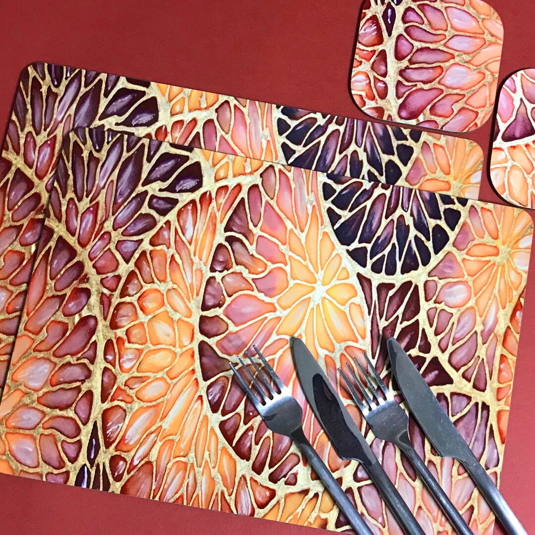 Contemporary Rectangular Placemats & Coasters Russet Caramel Etsy