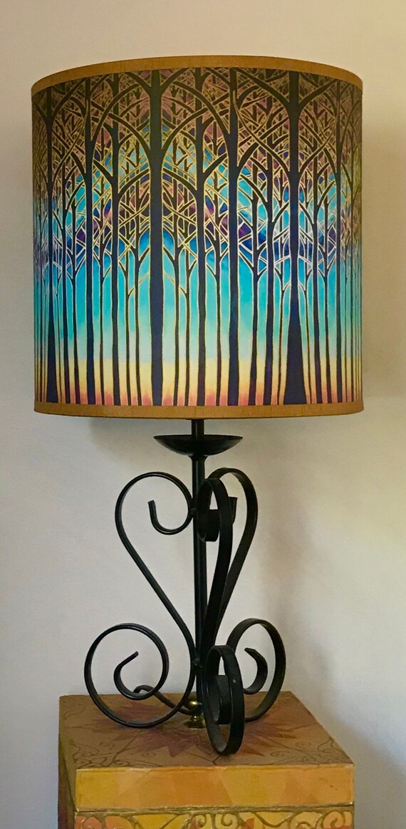 Caramel Deco Style Trees Table Lamp Shade Stained Glass Look Sunset Trees Ceiling Light Shade Tree Branches Art Lampshade