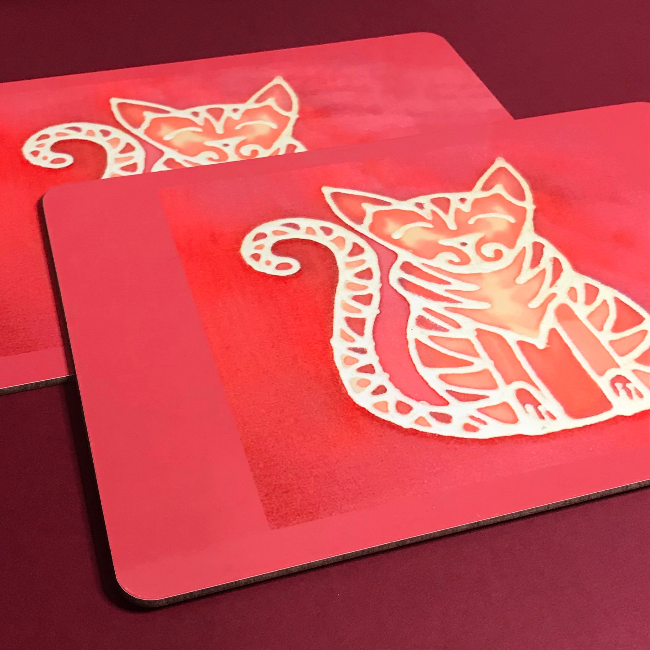 Pair of Ginger Tabby Cat Table Mats Now less than HALF Etsy