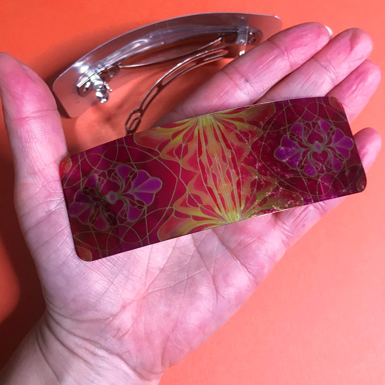 Hair Jewelry Hair Accessory Pink Plum Orange Gold Orchid Hair Slide Large Hair Clip Gift for Her Pretty Hair Barrette