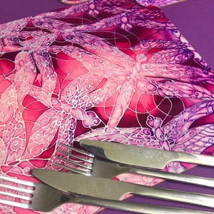 Pink Purple Dragonfly Rectangular Placemats & Coasters -  Plum Dining Decor - Contemporary Tablemats - Hard Wearing Melamine Style Tableware