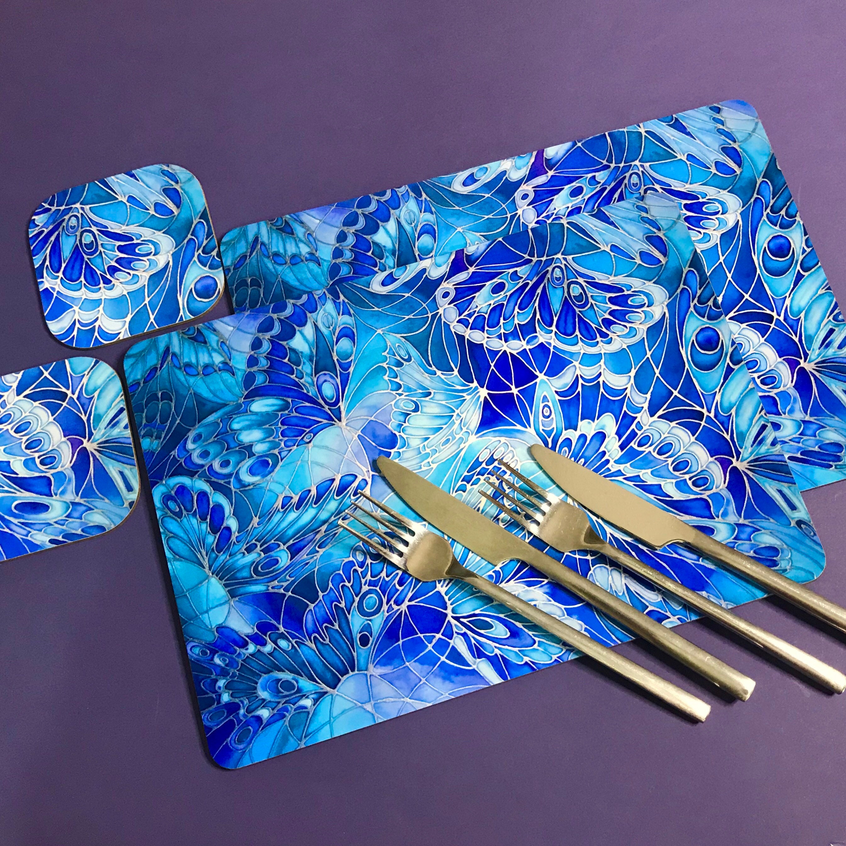 Deep Sea Blues and Turquoise Table Mats and Coasters Crisp Etsy