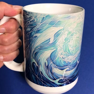 Extra Large Dolphins Mug. Blue Aqua mugs in BIG & standard sizes.  mug & coaster box set. nature lovers gift set. Sealife lovers gift. dolphin lovers gift. gift for him. gift for teacher. gift for her. tea coffee lovers gift.