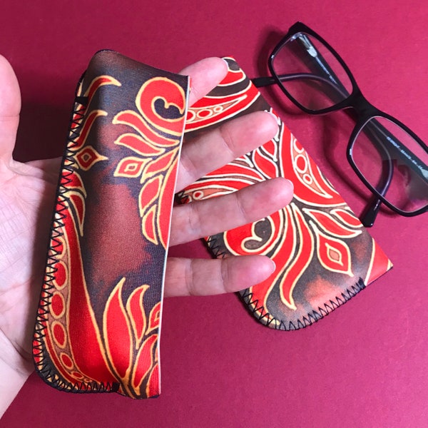 Rote Scroll-Brille Fall - Slip auf Tasche Brillen Fall - Handtasche Lesen Gläser Beutel - waschbare Schutzhülle