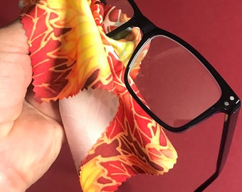 Paño de pulido de lentes de gafas - Limpiador de pantalla de hojas de arce rojo y amarillo para computadora, tableta, teléfono - Limpieza de lentes de cámara - Regalo