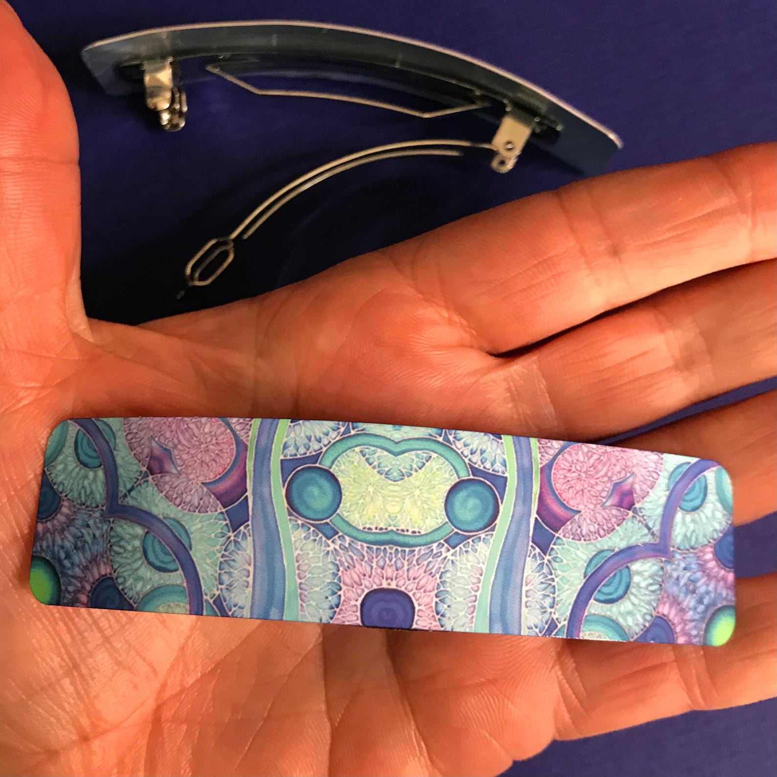 Contemporary Circles Hair Clip Blue Green Ocean Hair Slide Etsy UK